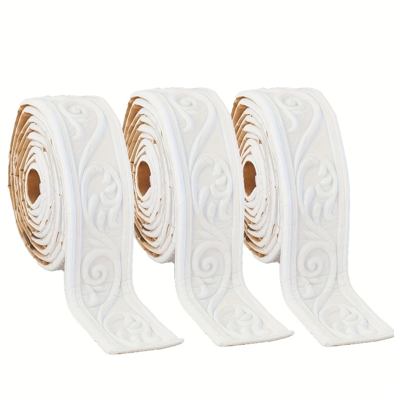 Baseboard Molding Trim - 3D Embossed Flexible Foam Wall Decor,Self-Adhesive