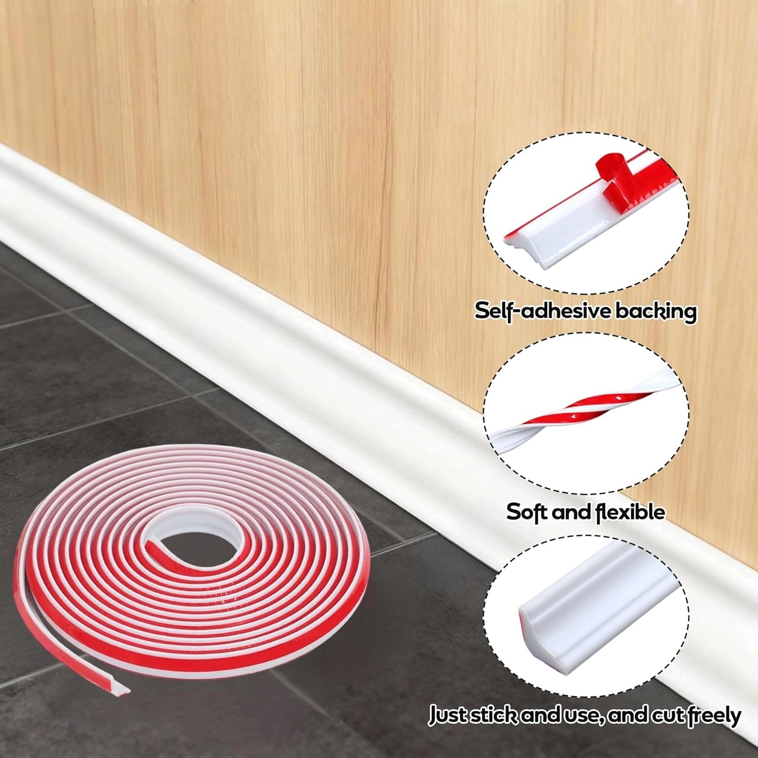 1pc Self-Adhesive TPE Material - Baseboard Molding Trim ulasan dan harga